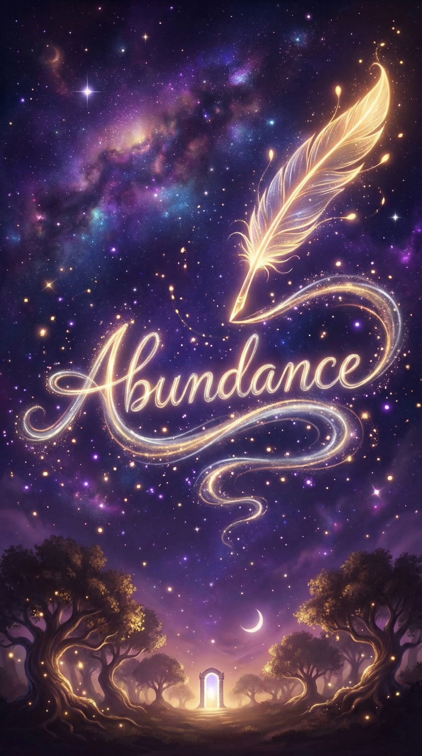 Firefly GeminiFlash Mystical Cosmic Aesthetic Glowing Golden Feather Writing The Word Abundance In The N 988061 Scaled