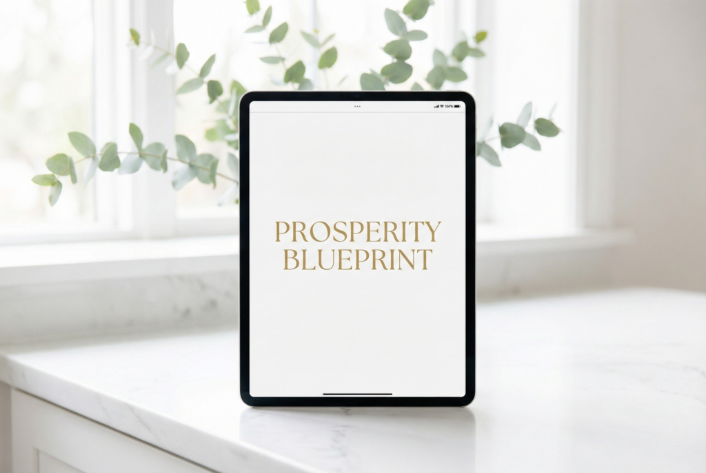 firefly lean minimalist high end digital mockup of a tablet showing an e book titled prosper 988061