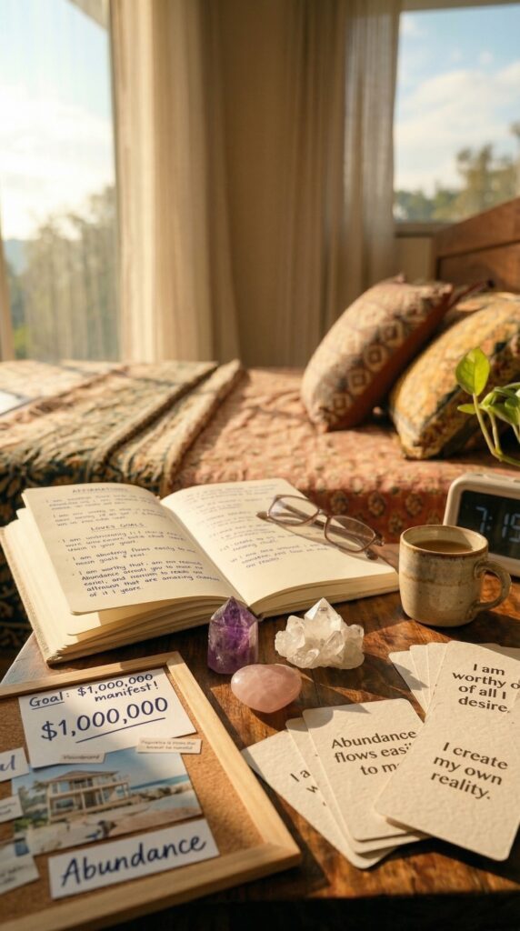 manifestation workspace with a journal affirmation delpmaspu (1)